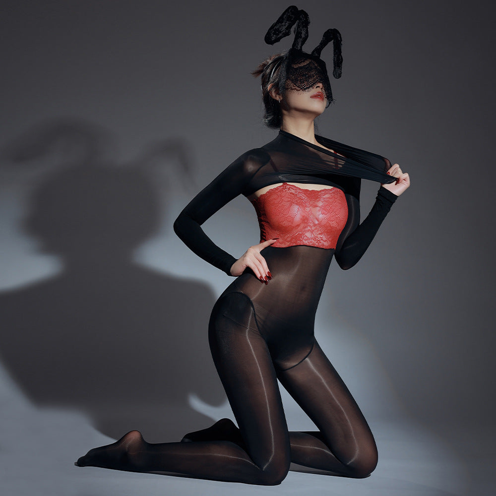 Gloss Veil Lace Halter Bodystocking