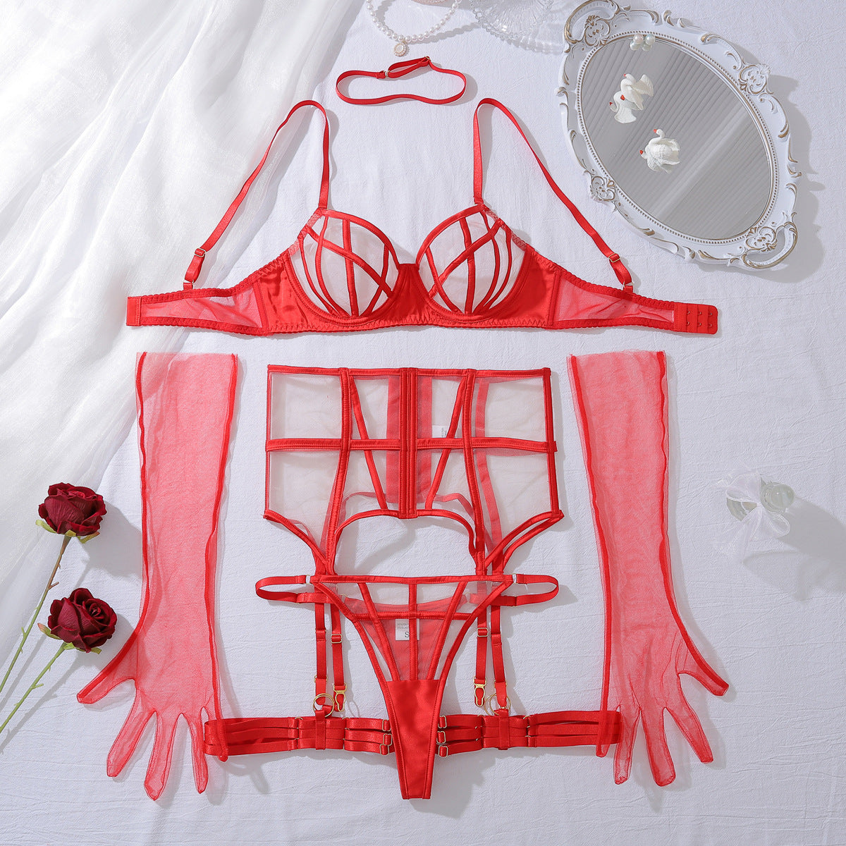 Sheer Mesh Shaping Lingerie Set