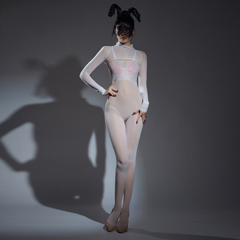 Gloss Veil Lace Halter Bodystocking