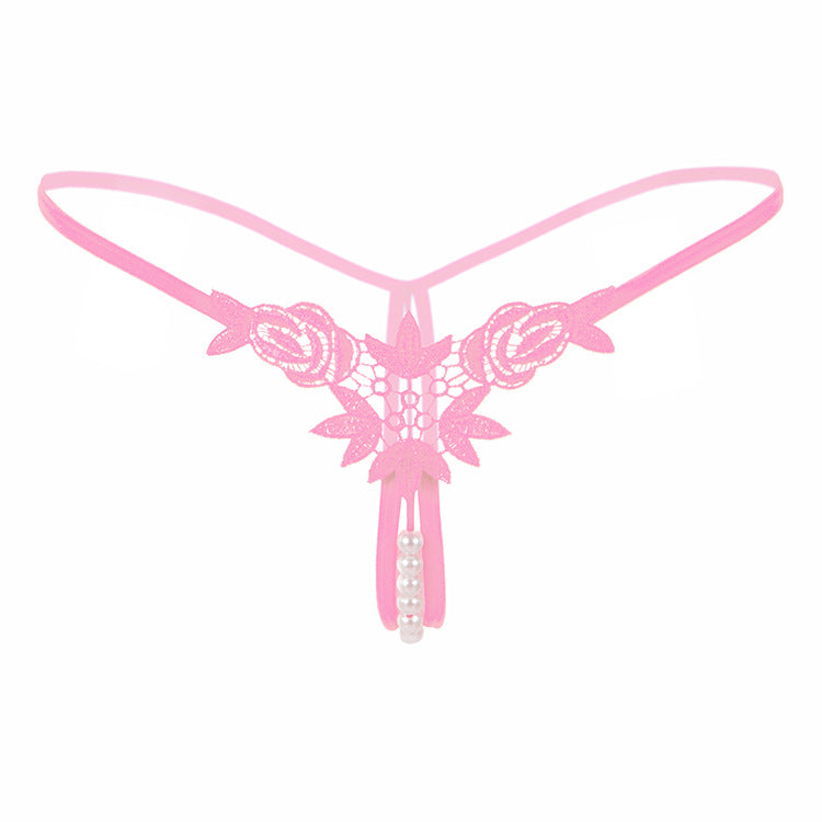 Pearl Play Embroidered Crotchless Thong(Buy 1, get 2 free)
