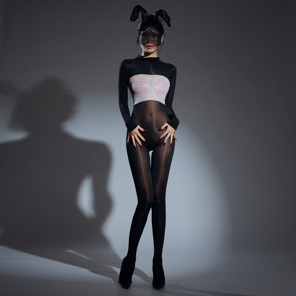 Gloss Veil Lace Halter Bodystocking