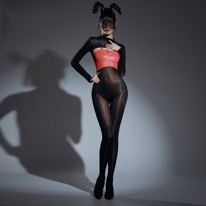 Gloss Veil Lace Halter Bodystocking