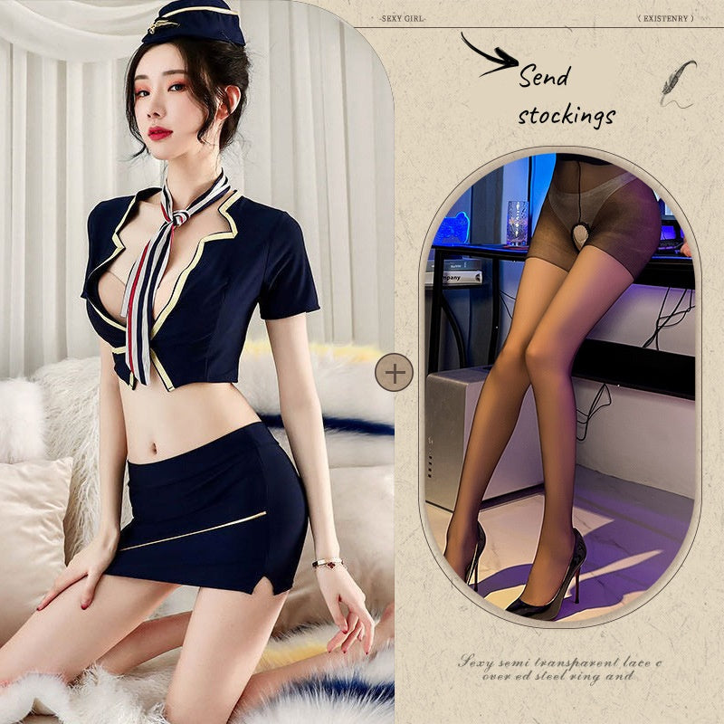 New sexy hip skirt stewardess uniform temptation secretary suit