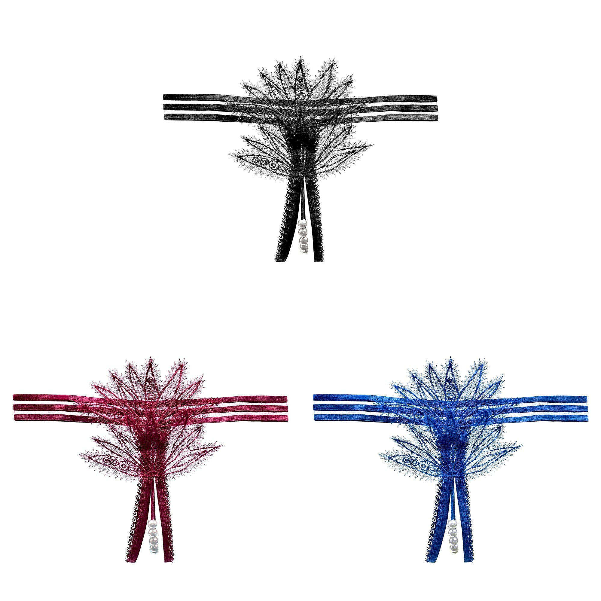 Lace Pearl Teasing Open Crotch Thong(Buy 1, get 2 free)