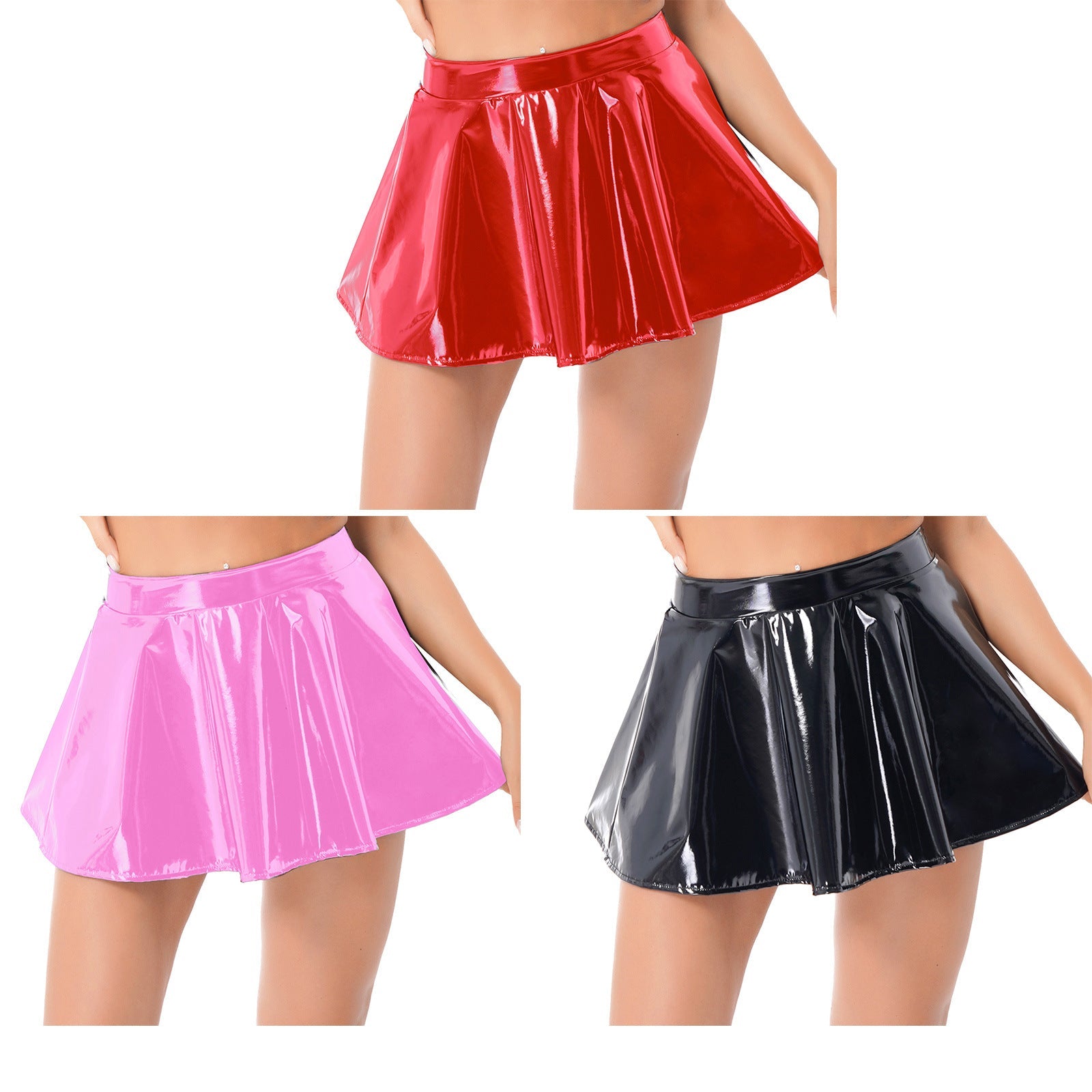 Pleated Faux Leather Mini Skirt