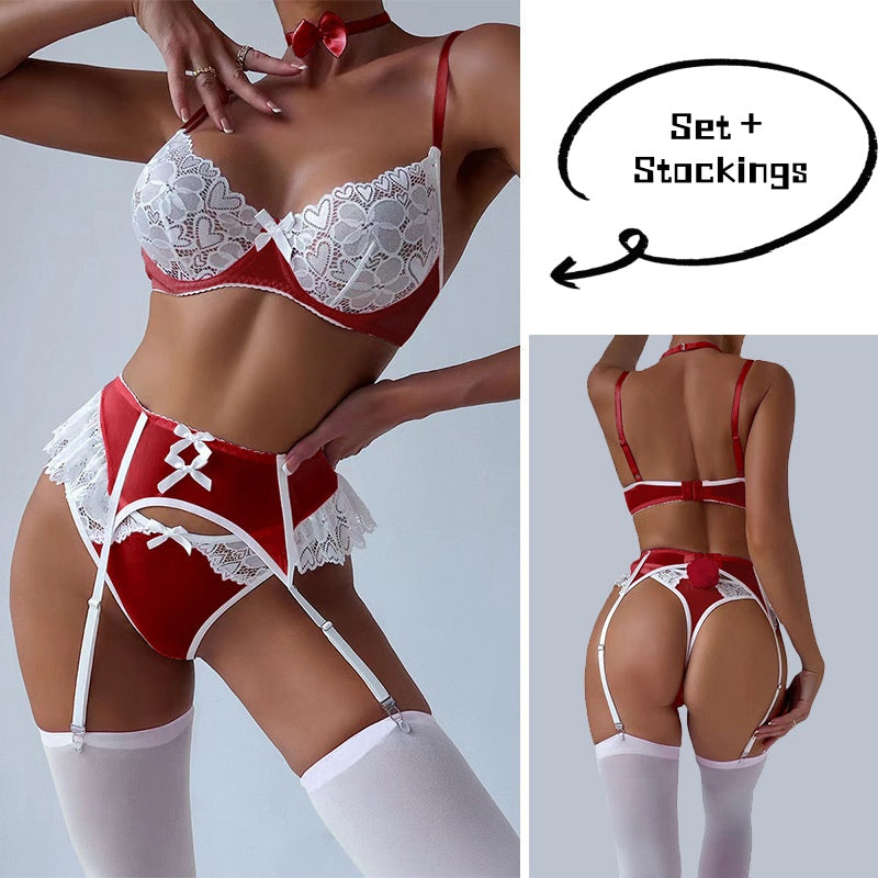 Sexy lace bra set with underwire maid outfit