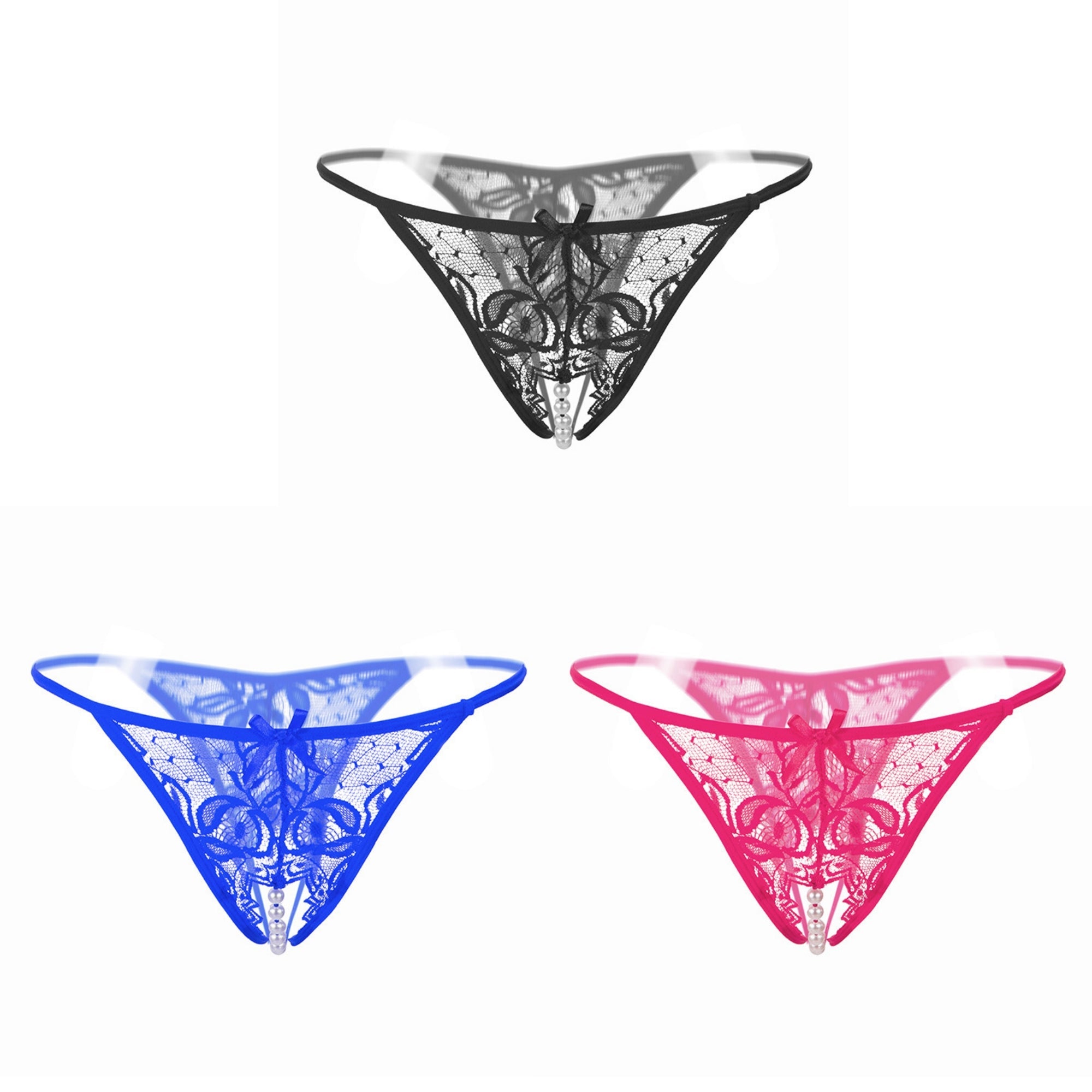 Pearl Tease Sheer Thong(Buy 1, get 2 free)