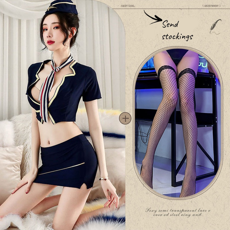 New sexy hip skirt stewardess uniform temptation secretary suit