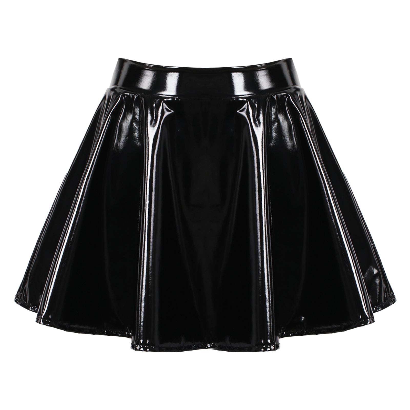 Pleated Faux Leather Mini Skirt
