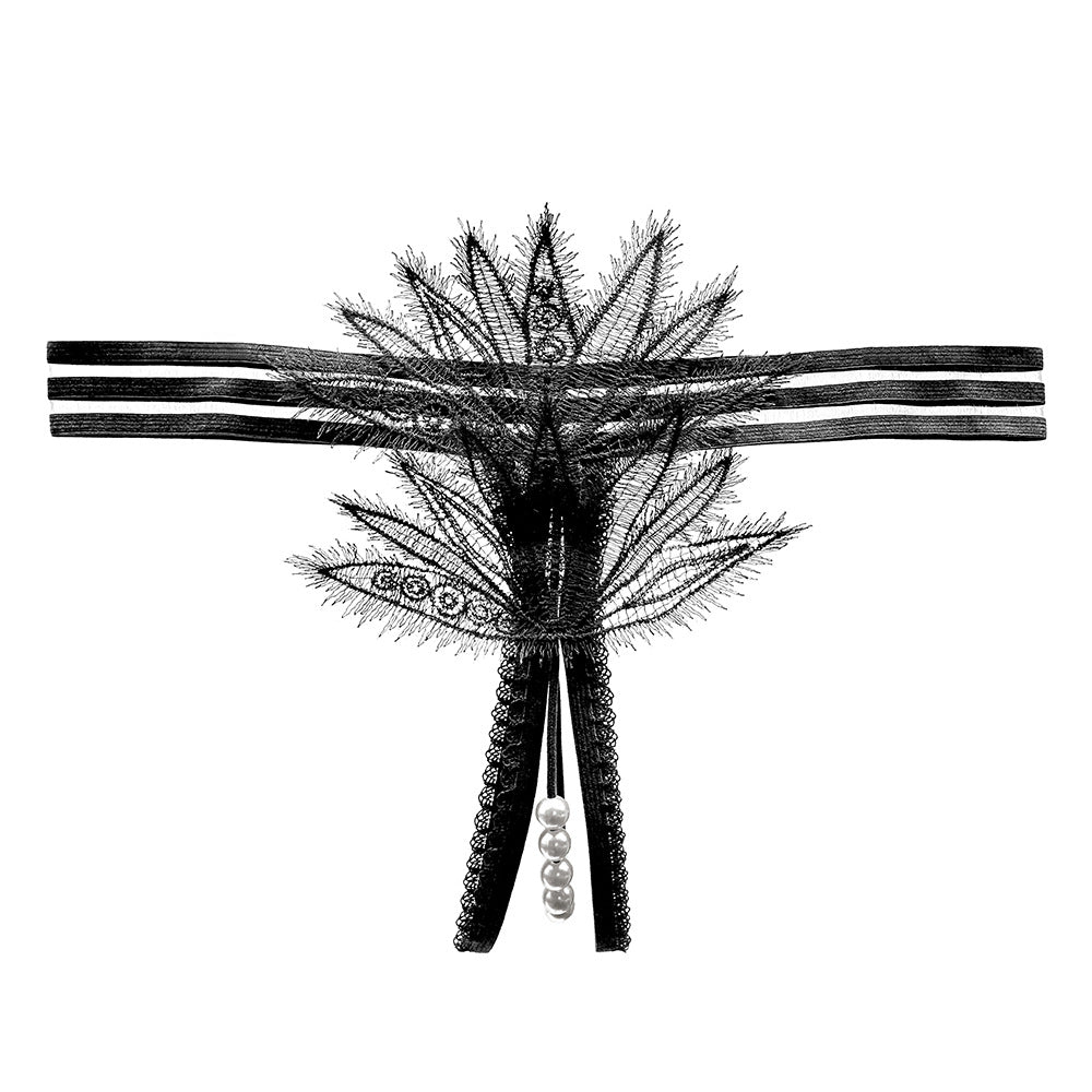 Lace Pearl Teasing Open Crotch Thong(Buy 1, get 2 free)