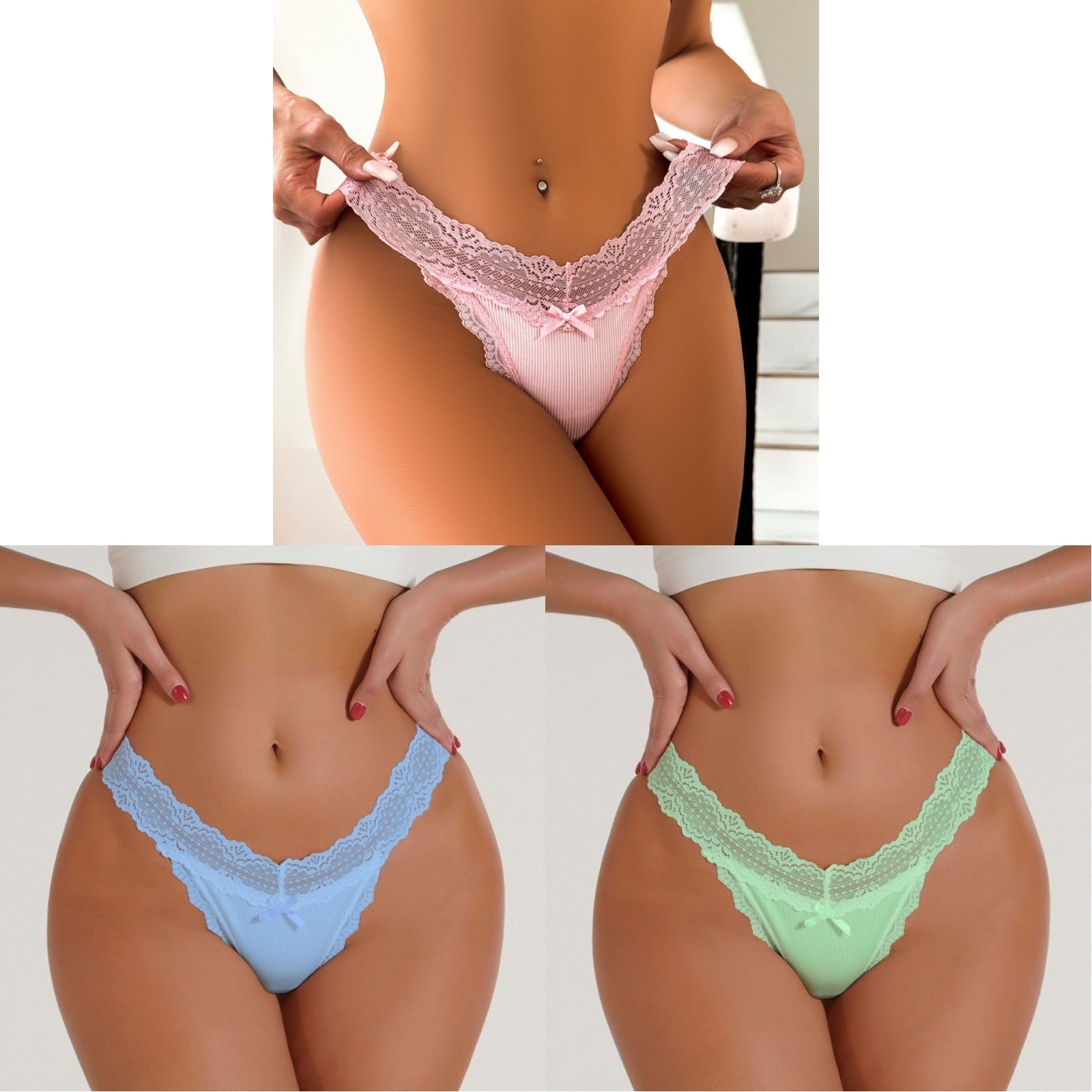Lace Bow Temptation Panties(Buy 1, get 2 free)
