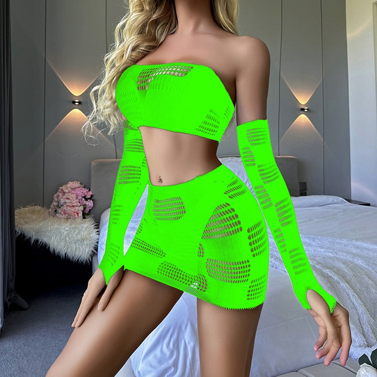 Cutout Sheer Mini Dress Set