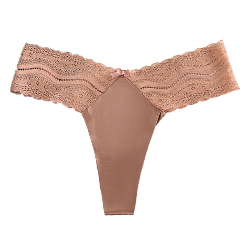 Satin Lace Seamless Thong(Buy 1, get 2 free)