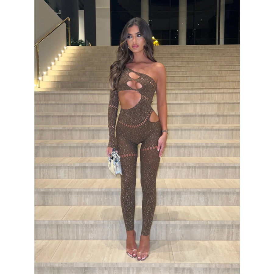 Glitter Cutout Rhinestone Bodystocking