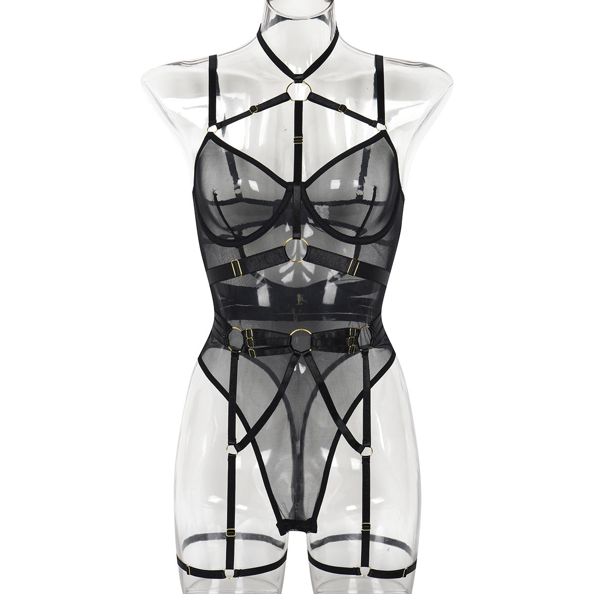 Leopard Mesh Strappy Bodysuit