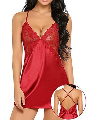 New sexy imitation silk nightgown fun suit