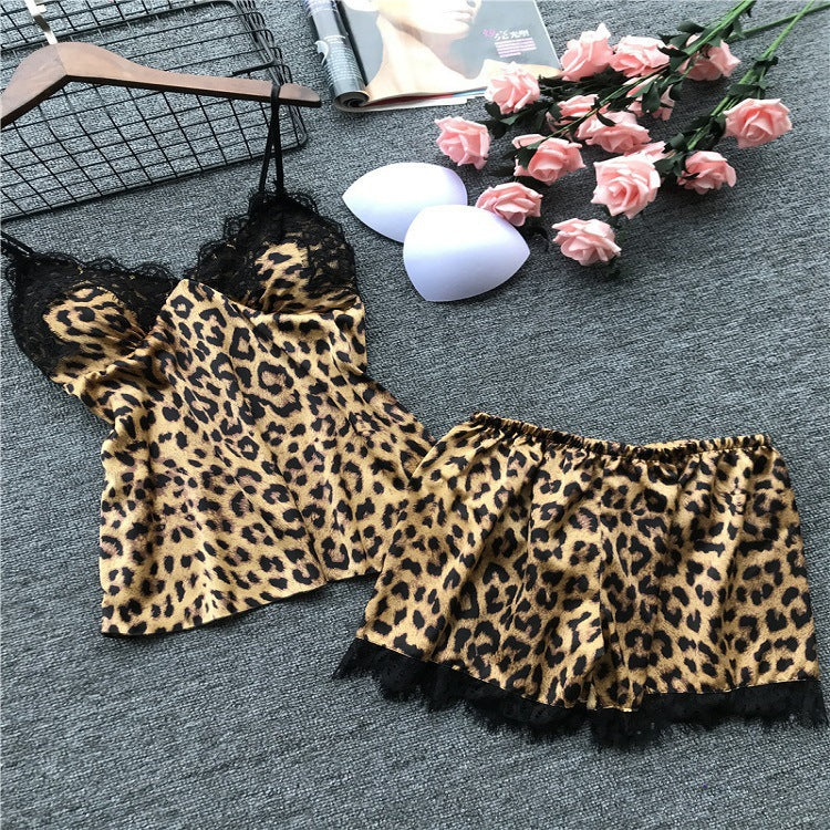Leopard print pajamas slip dress