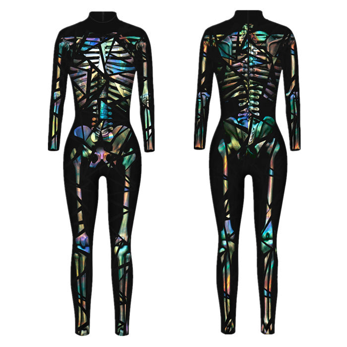 New Halloween skull colorful 3D digital printing leggings