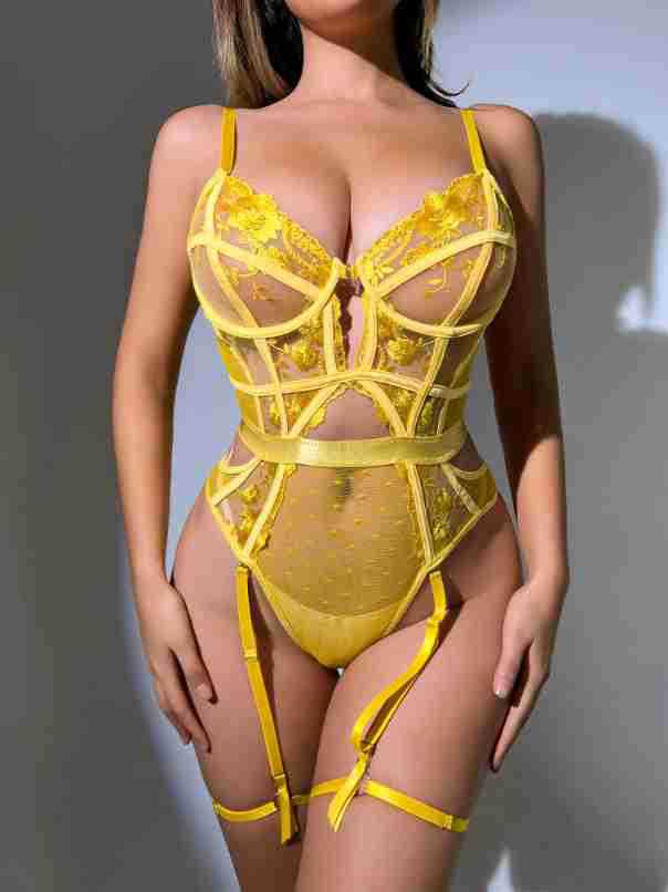 Underwire embroidered bodysuit