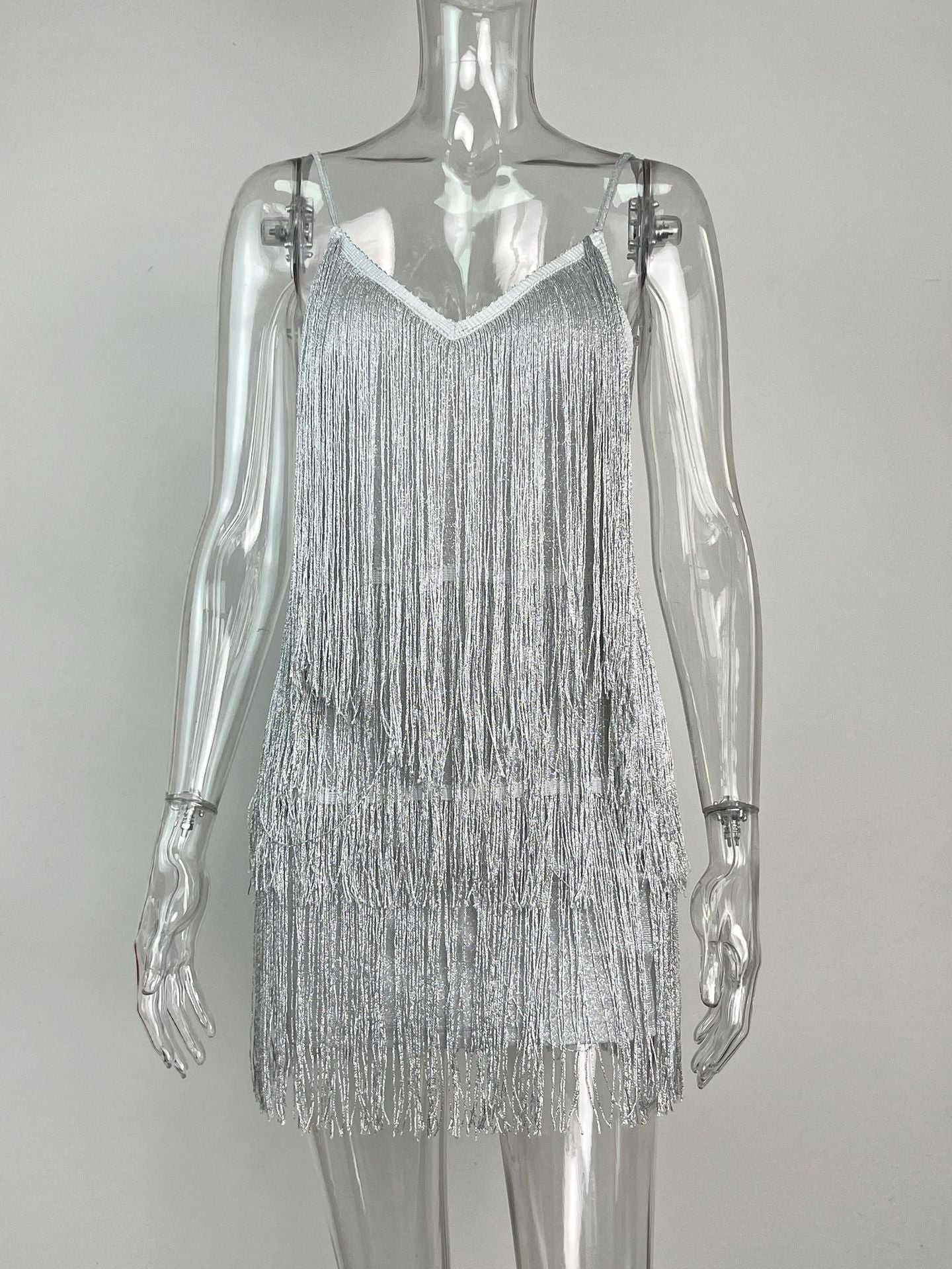 New style evening dress hip skirt suspender tassel dress