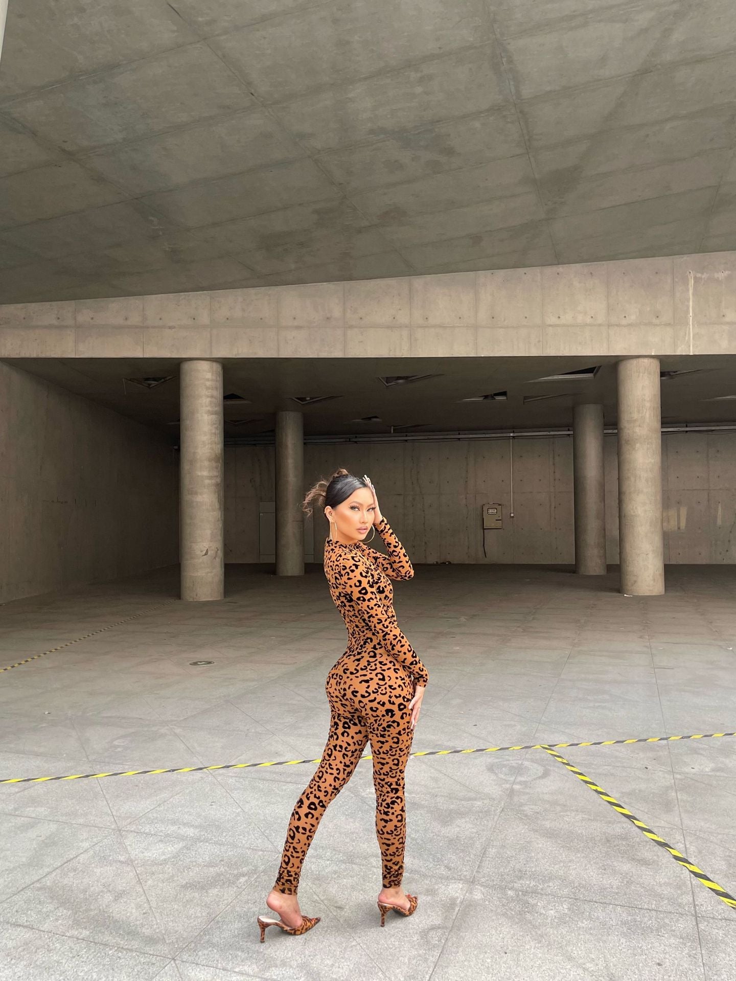 New slim-fit long-sleeved sexy see-through jumpsuit