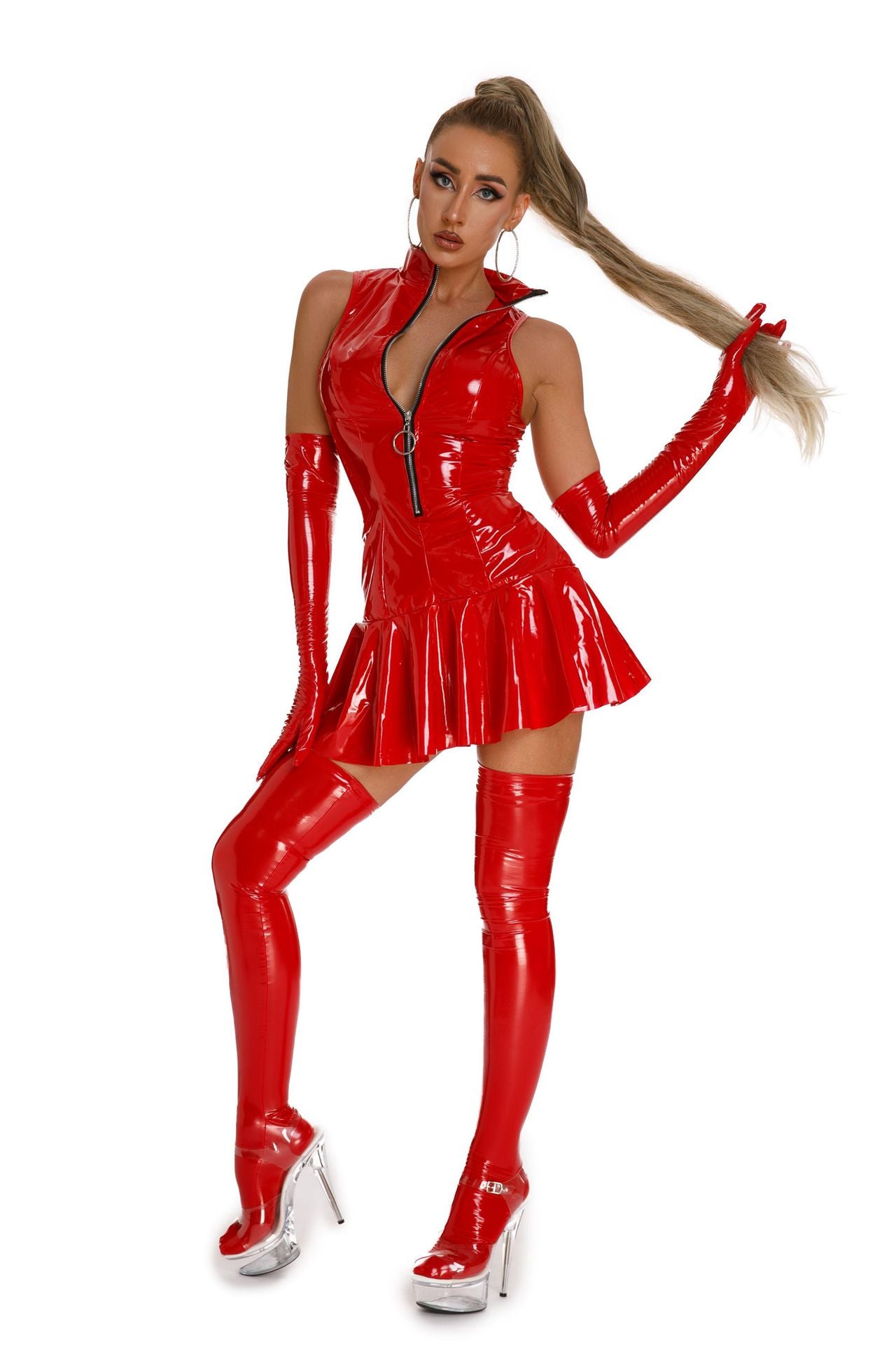 Shiny Patent Leather Mirrored Jumpsuit