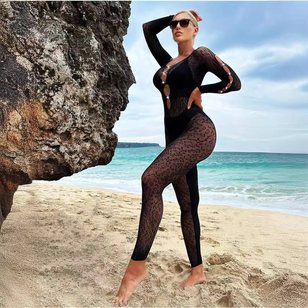 Hot selling new leopard jacquard pearl leggings