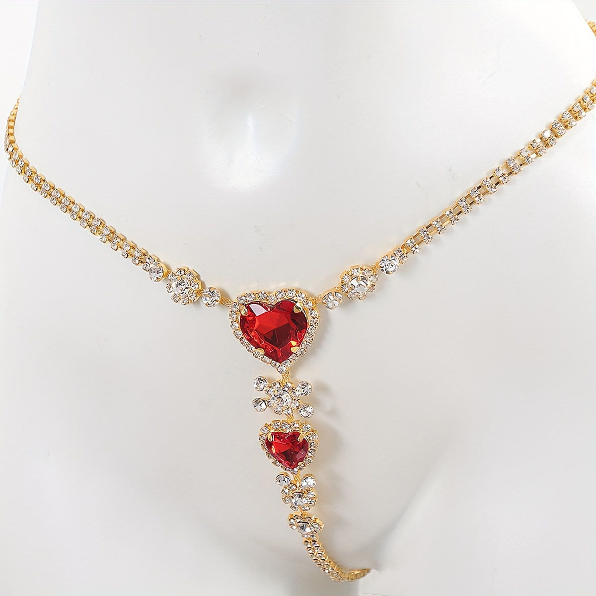 Ruby Rhinestone Bikini Thong Body Chain