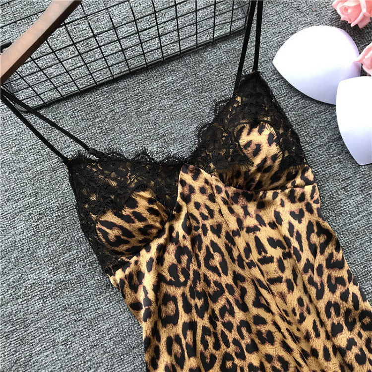 Leopard print pajamas slip dress