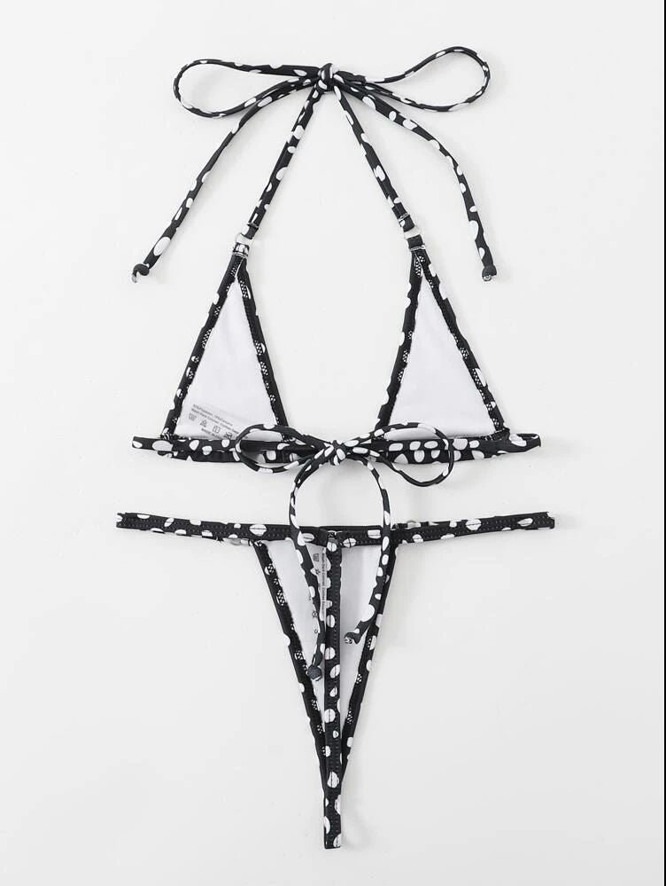 Printed Thong Bikini Swimsuit