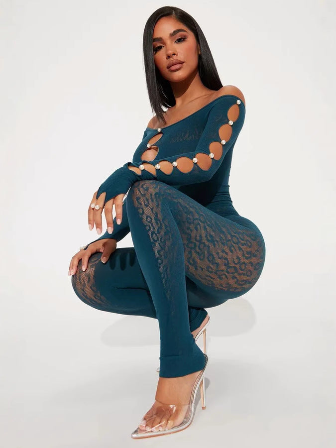 Hot selling new leopard jacquard pearl leggings