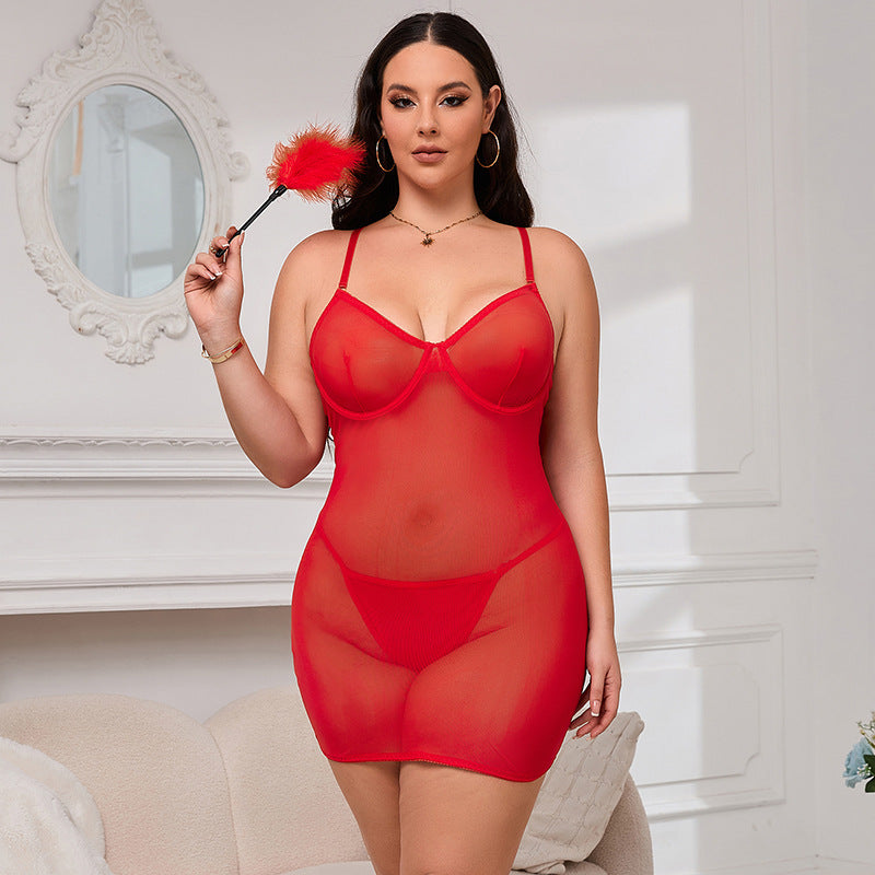 plus size sexy mesh underwear