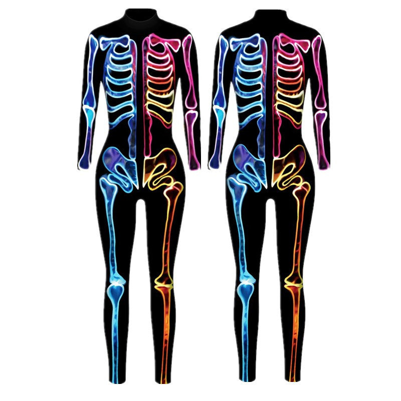 New Halloween skull colorful 3D digital printing leggings