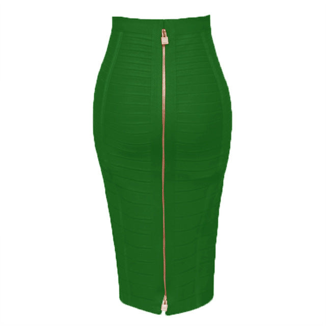 Bandage Stripe Double Zipper Hip Skirt