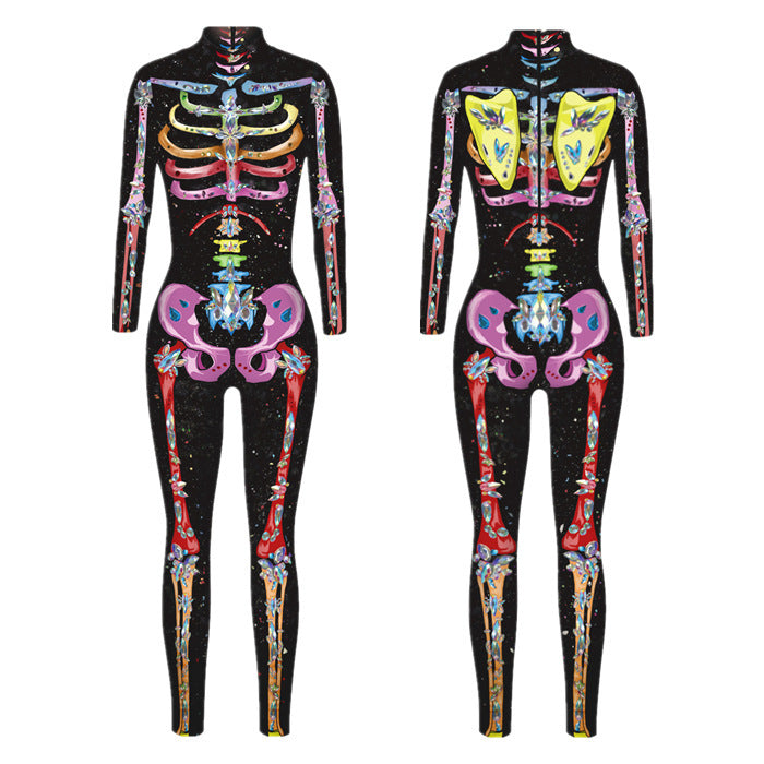 New Halloween skull colorful 3D digital printing leggings