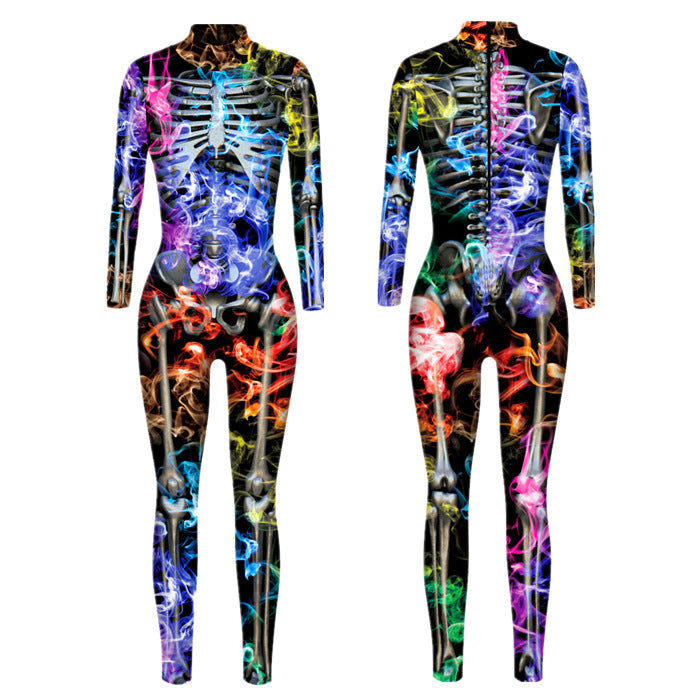 New Halloween skull colorful 3D digital printing leggings