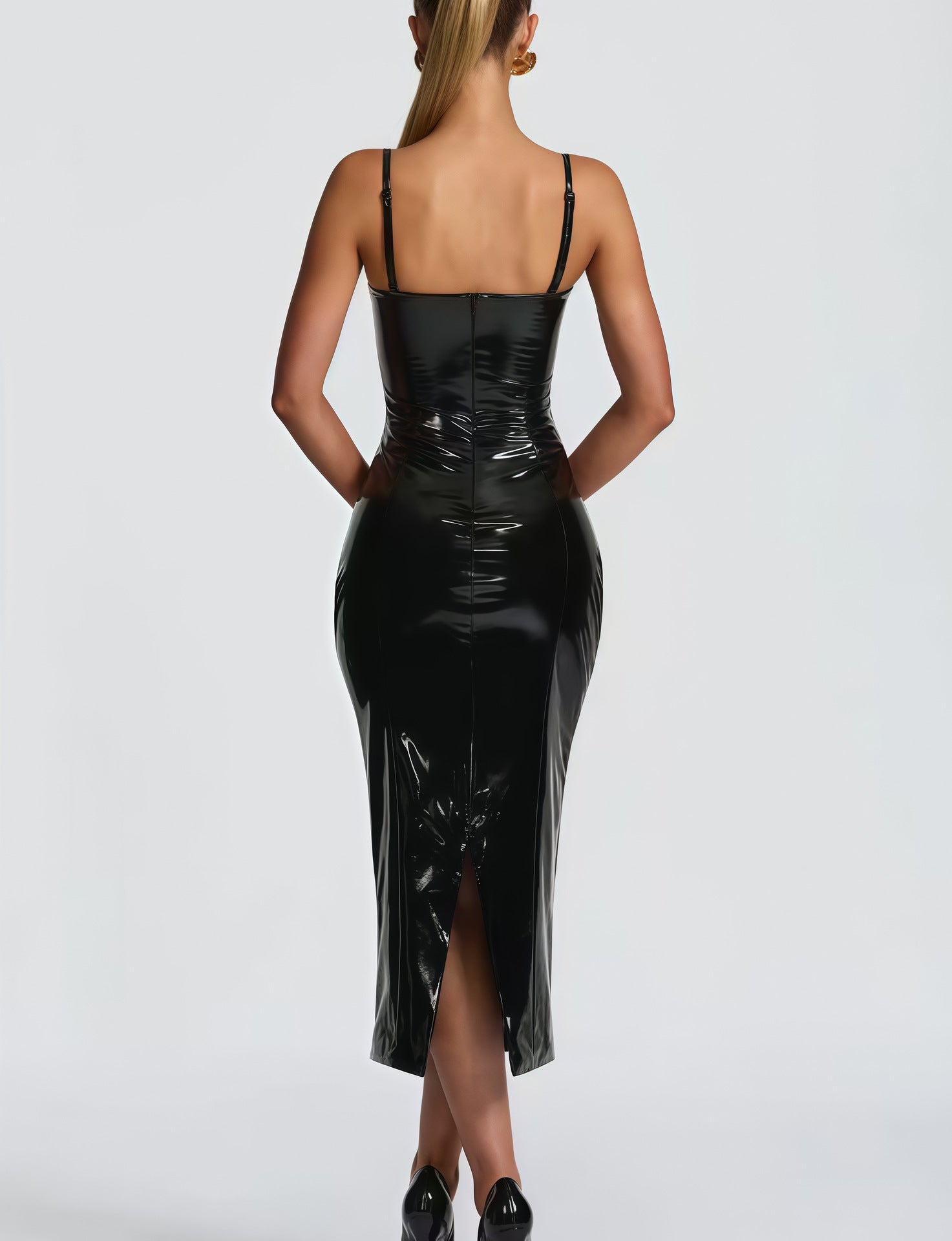 New leather suspenders detachable hip dress