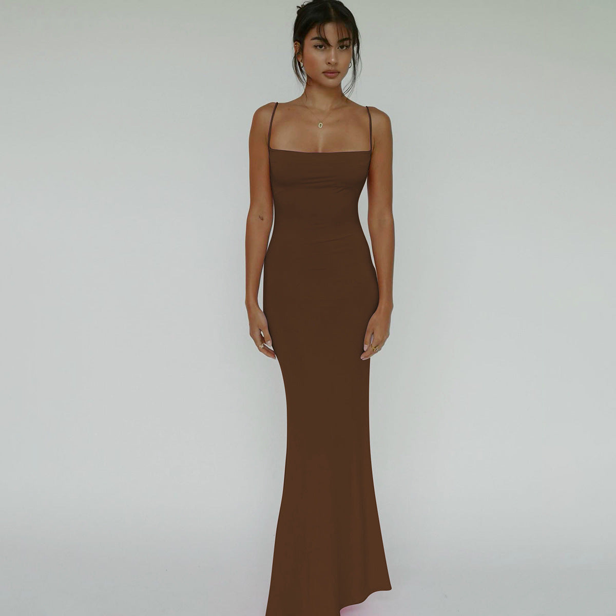 Sexy slim backless suspender dress