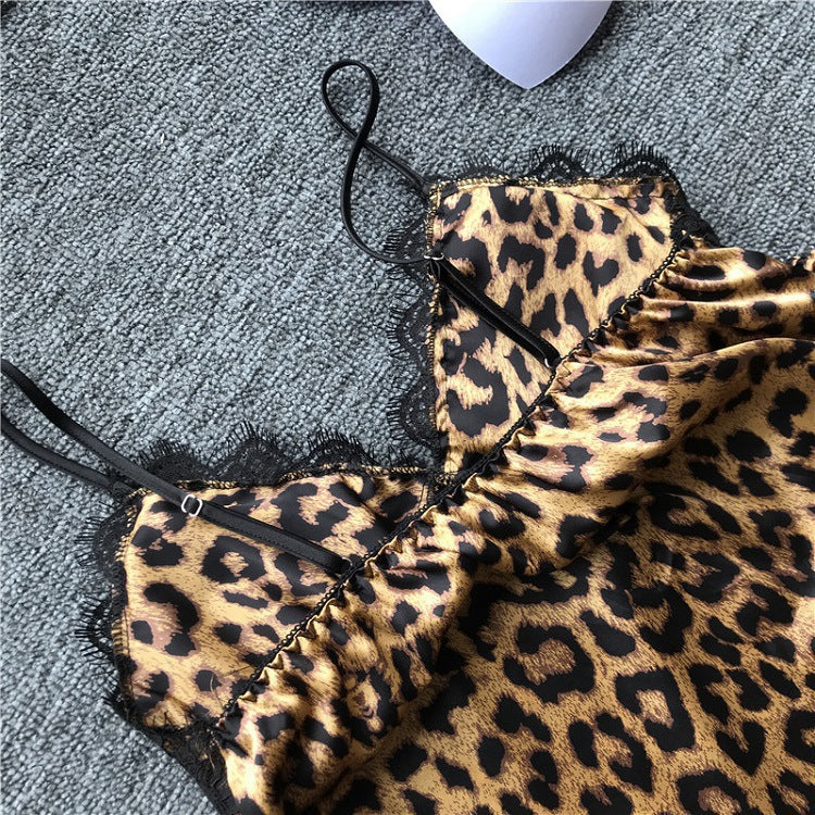 Leopard print pajamas slip dress