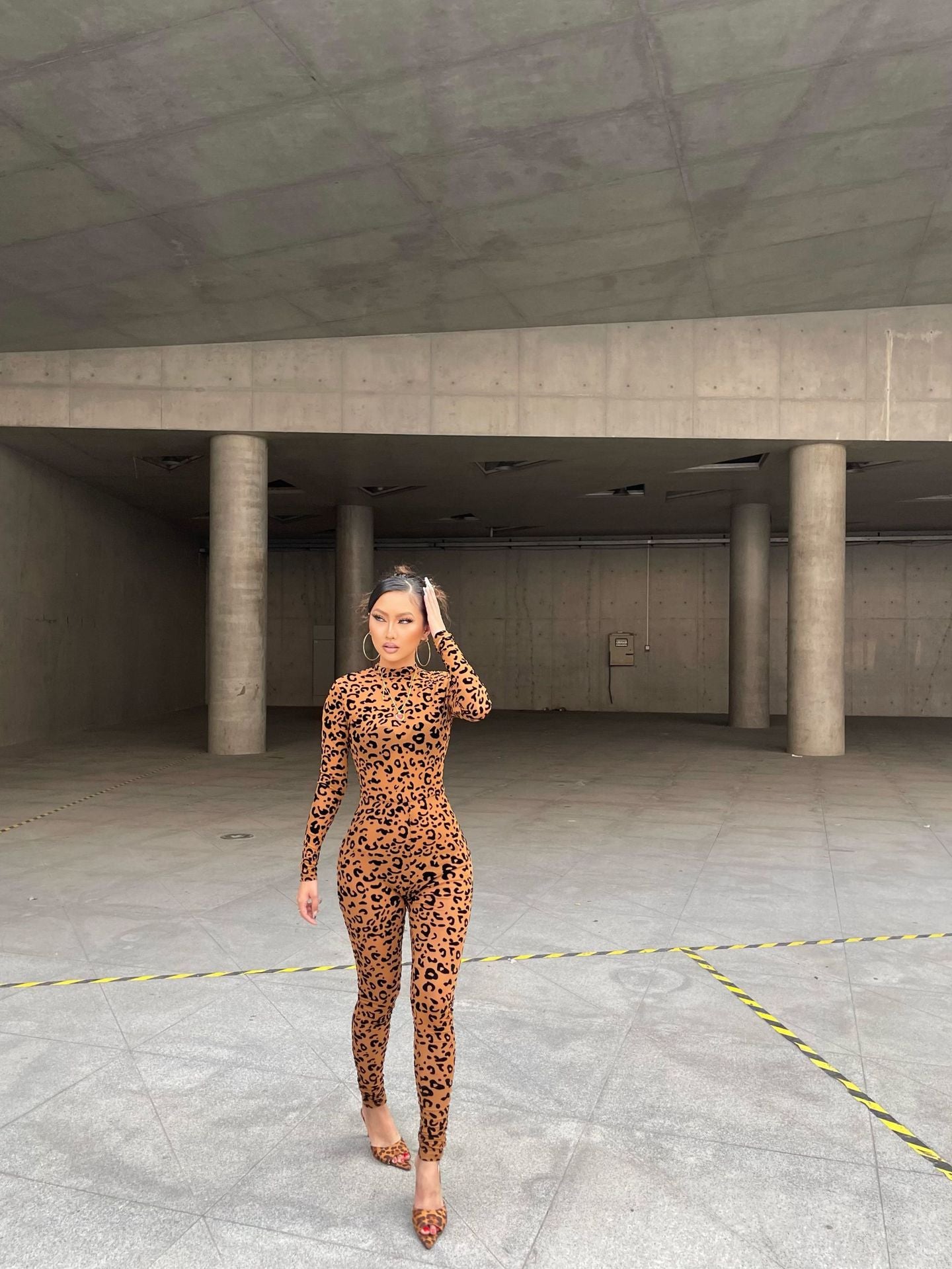 New slim-fit long-sleeved sexy see-through jumpsuit