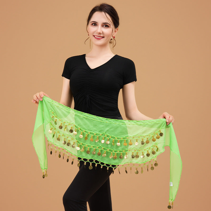 Belly Dance Waist Chain Sexy Three-Layer Chiffon Gold Coin Belt
