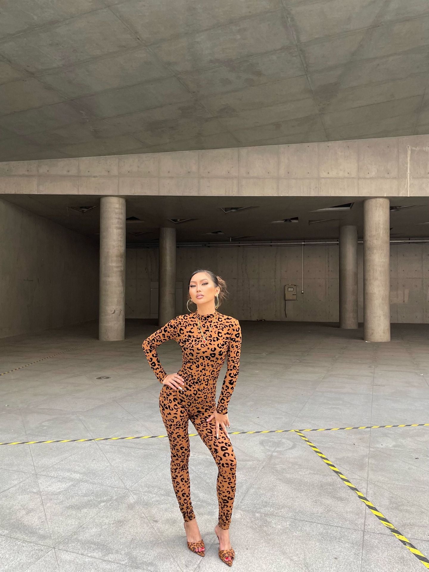 New slim-fit long-sleeved sexy see-through jumpsuit
