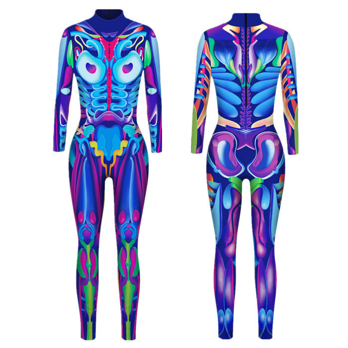 New Halloween skull colorful 3D digital printing leggings