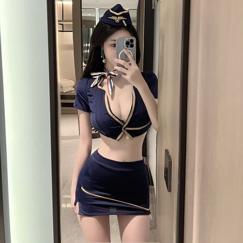 New sexy hip skirt stewardess uniform temptation secretary suit