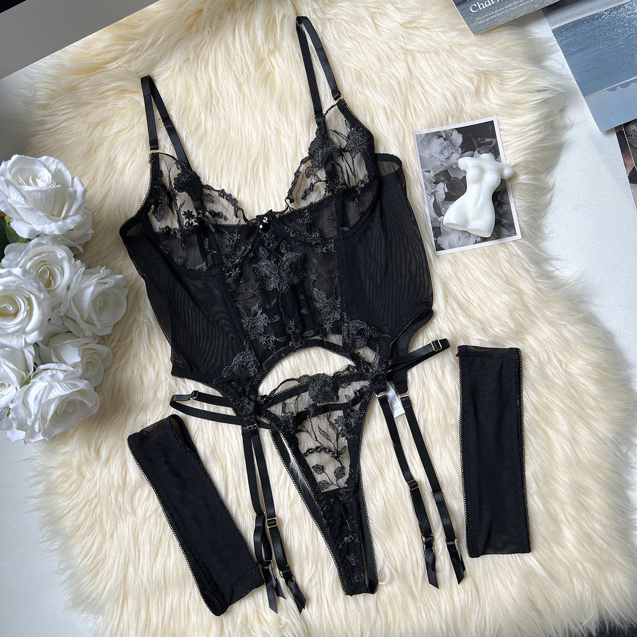 Embroidered Sheer Lingerie
