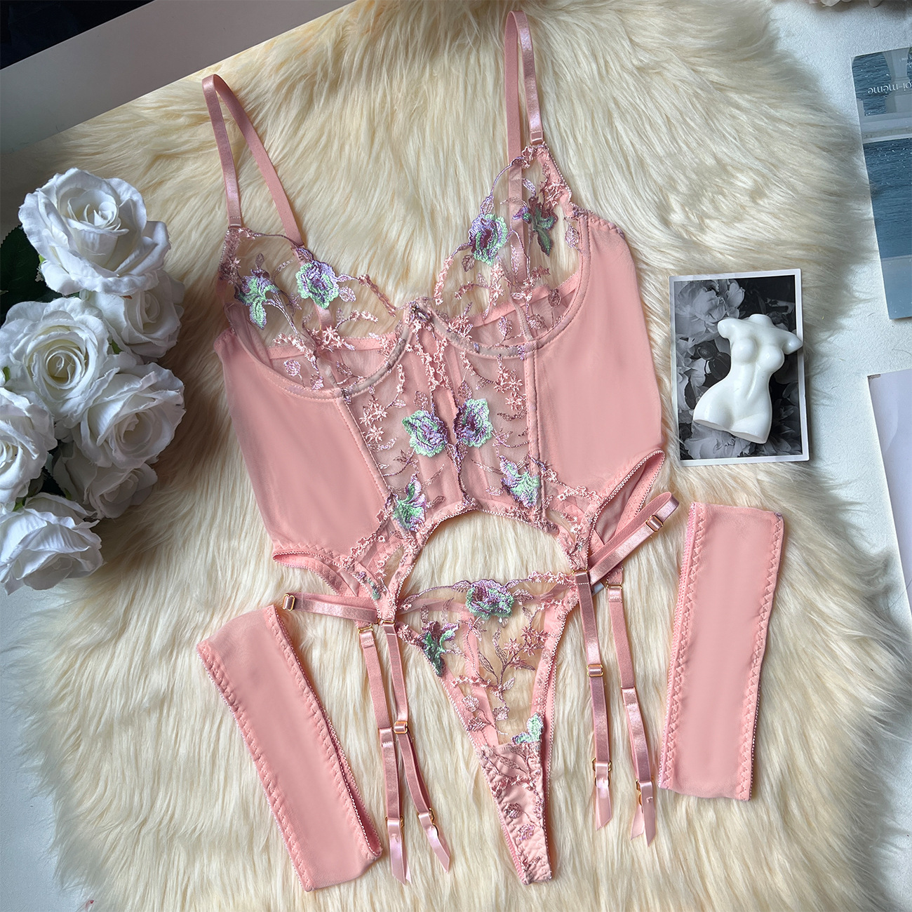 Embroidered Sheer Lingerie