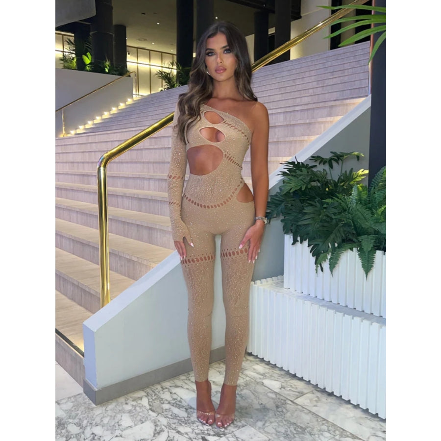 Glitter Cutout Rhinestone Bodystocking